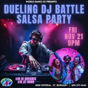 Dueling DJ Battle Salsa Party