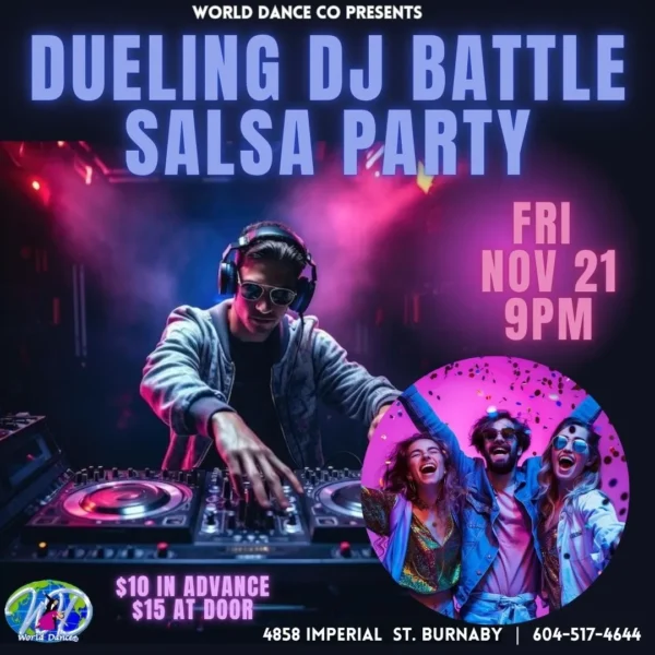 Dueling DJ Battle Salsa Party